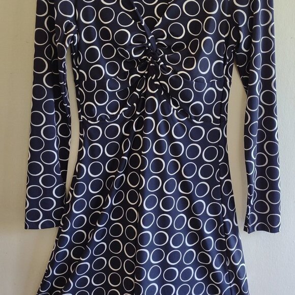 INC Front Knot A-Line Dress Polka Dot Circles Office Chic Feminine Size Small - Picture 5 of 7